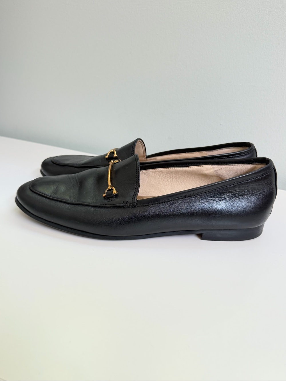 Sam Edelman Womens 9 Black Leather Gold Horsebit Loafers Slip On Shoes Classic - Picture 3 of 12